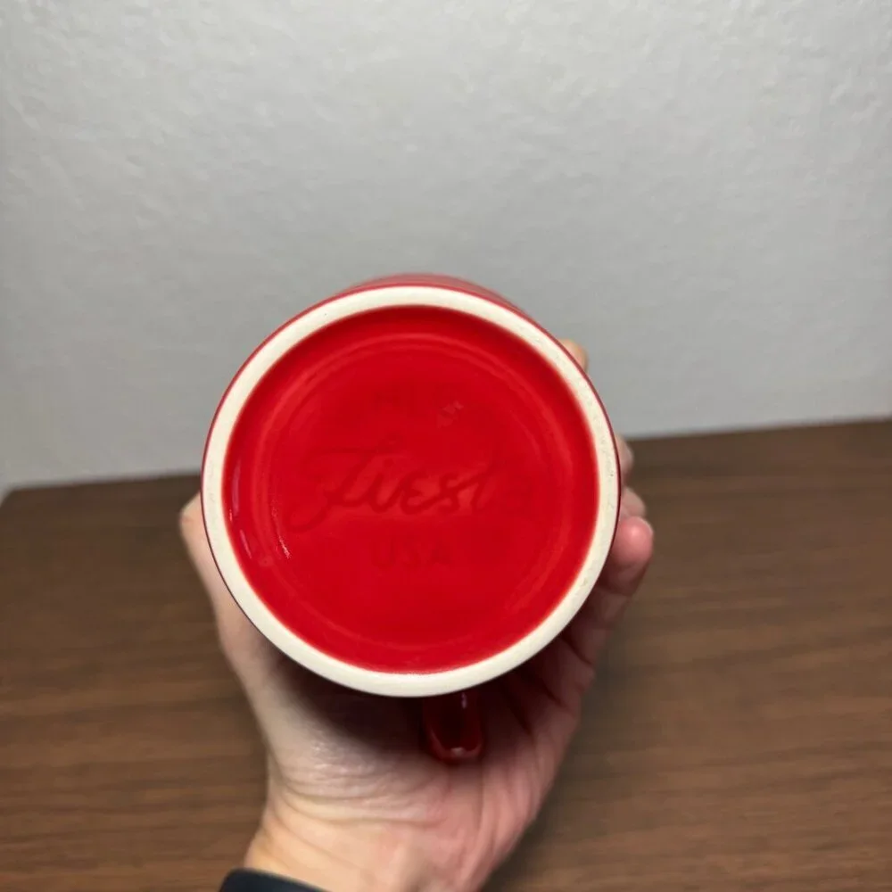 Fiesta Ware Homer Laughlin Red O Handle Coffee Mug Scarlet Red Made in the USA